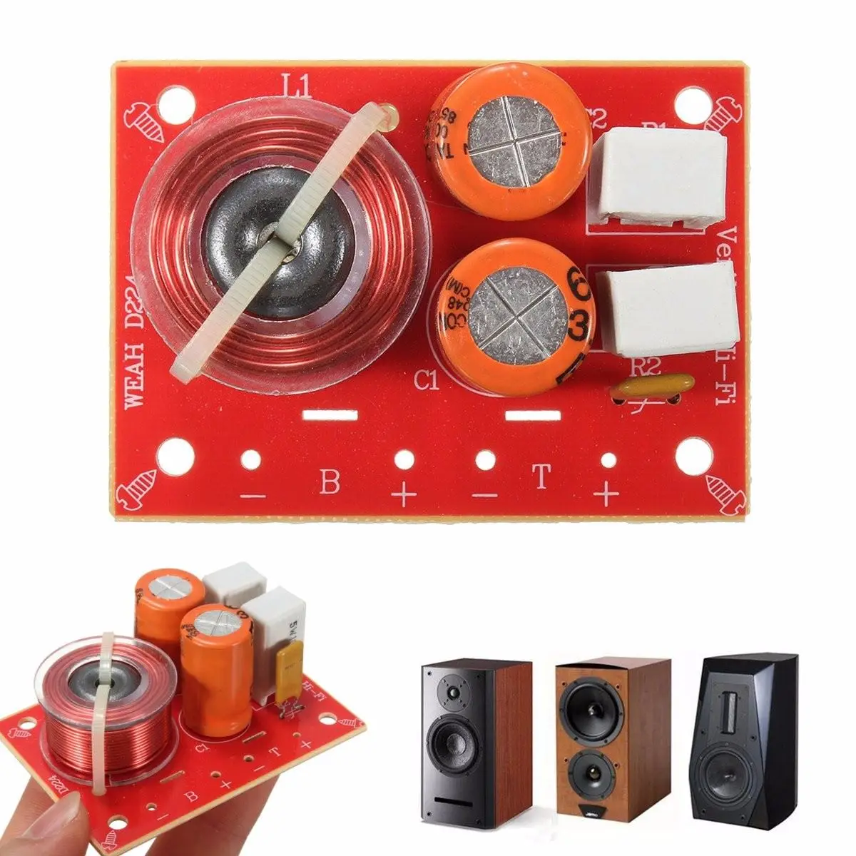 2 Way Hi-Fi Adjustable Audio Speaker Frequency Divider Stereo Crossover Filters 71x52mm Filter Integrated Module Board