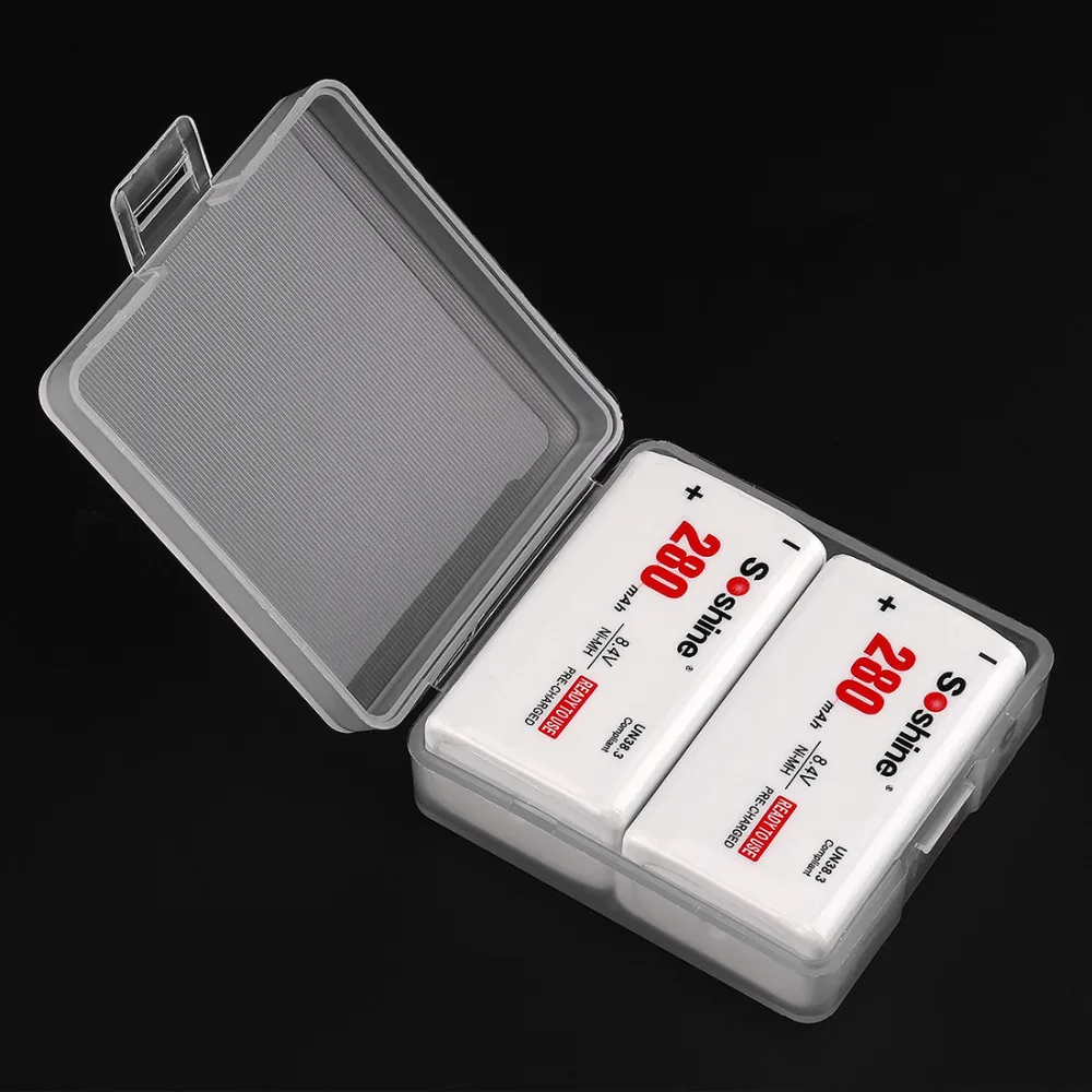 

Soshine Transparent 2 x 9V 6F22 Plastic Battery Case Holder Storage Box - 1 pc