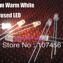 100 шт. 3 мм теплый белый Ультра яркий рассеянный теплый белый светодиодные лампы молочно-белый объектив LED