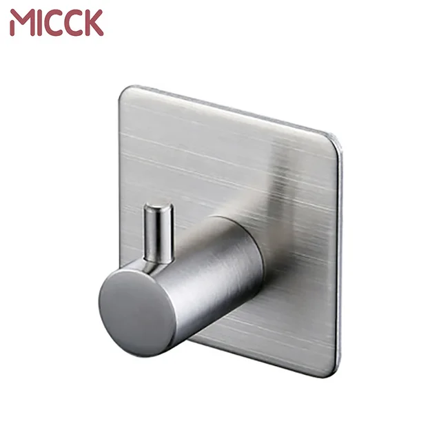 Best Offers MICCK Adhesive Stainless Steel Hooks Kitchen Cabinet Clothes Key Home Storage towel hanger in the bathroom organizer wall hanger