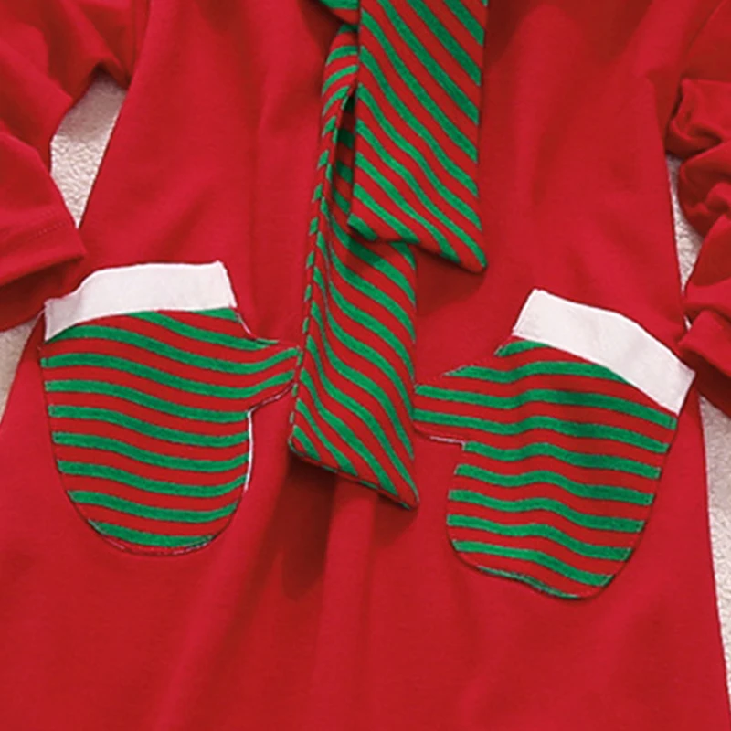 Удобная зимняя семейная Рождественская одежда для сна с длинными рукавами Пижама с карманами и вырезом лодочкой длинное платье для мамы и дочки