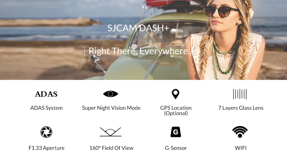 SJCAM SJDASH+ умная приборная камера 1080P 60fps ADAS Dashboard Видео рекордер WiFi ночного видения Автомобильный видеорегистратор Внешний gps регистратор