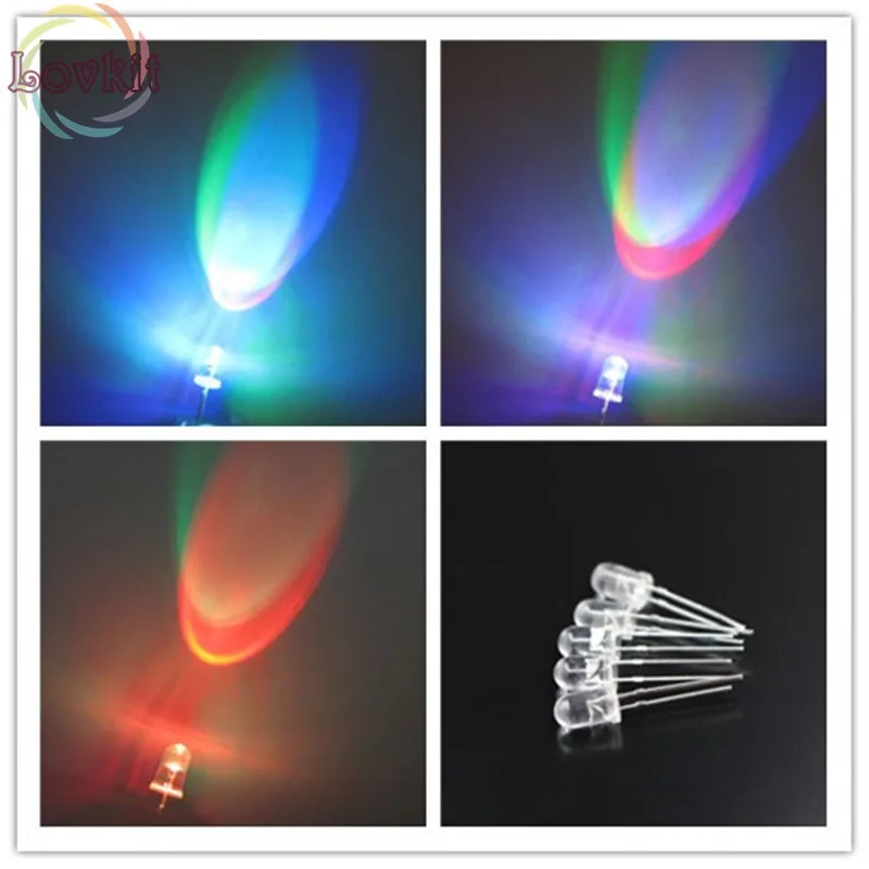 500 PCS LED 5MM RGB Slow Flash Red Green Blue Rainbow MultiColor