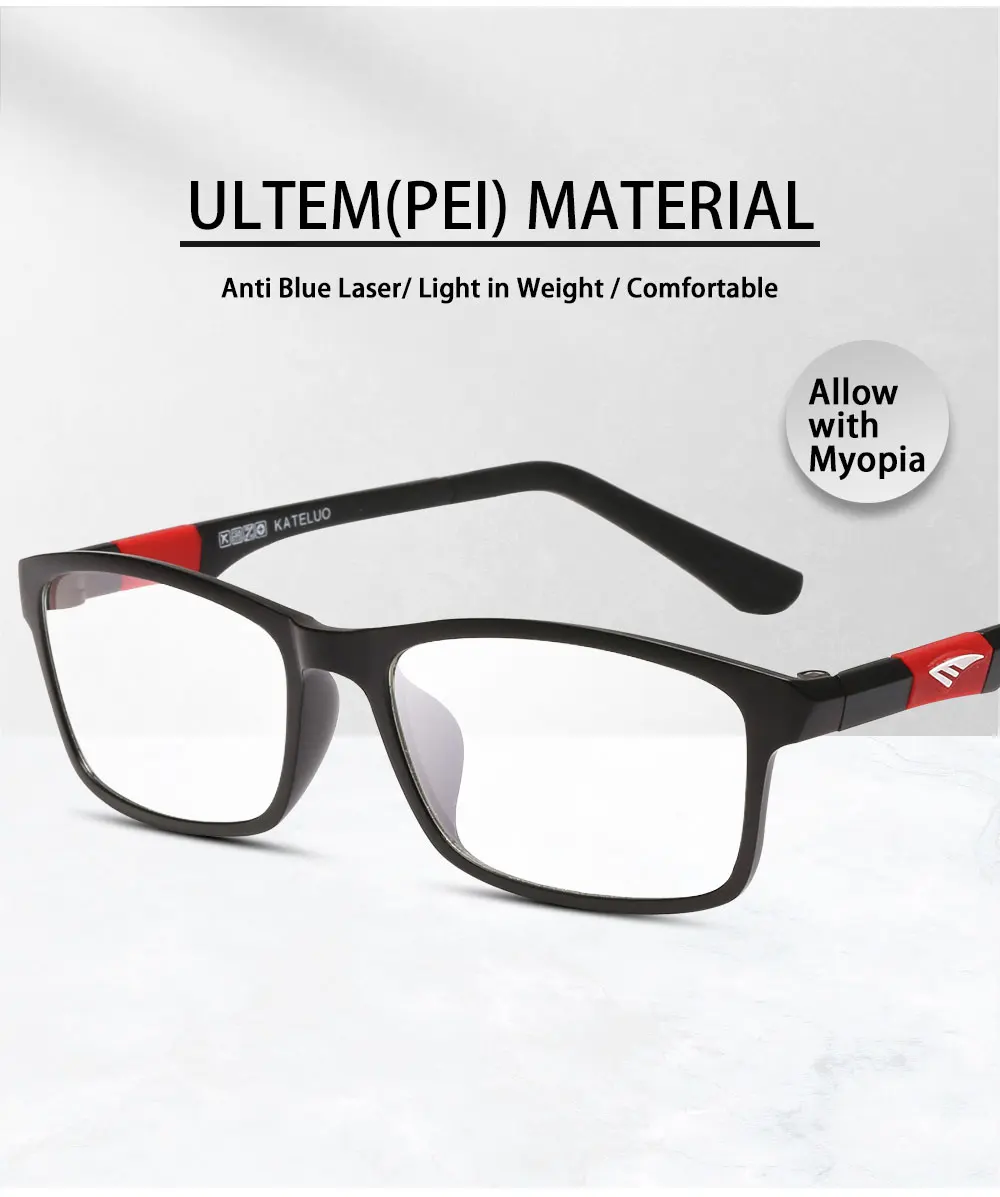 KATELUO ULTEM(PEI)-компьютерные очки с защитой от синей лазерной усталости, устойчивые к радиации очки для чтения очки, очки в оправе 13022