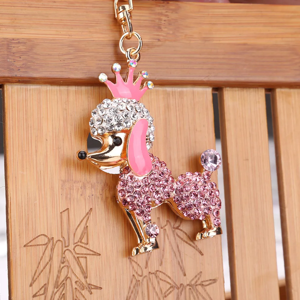 

THINKTHENDO 1 PC 3 Color Fashion Cute Poodle Dog Handbag Ornament Gift Bag Decoration Alloy Rhinestone