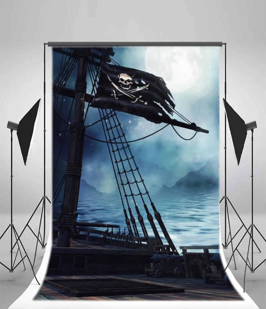 Laeacco морской пиратский корабль Сумерки Луна светильник сцена фотографии фоны индивидуальные фотографические фоны реквизит для фотостудии