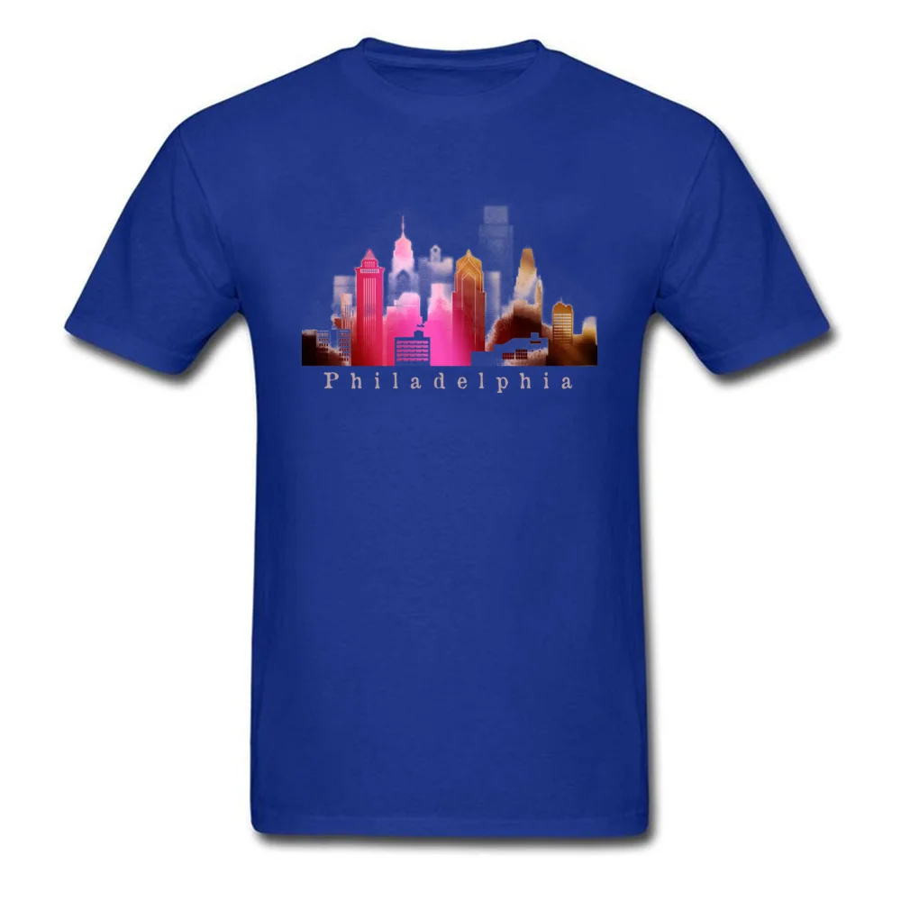 Philadelphia tee O-Neck T Shirts Summer/Autumn Tees Short Sleeve Fashion Pure Cotton Casual Tee-Shirts Europe Men Philadelphia tee blue