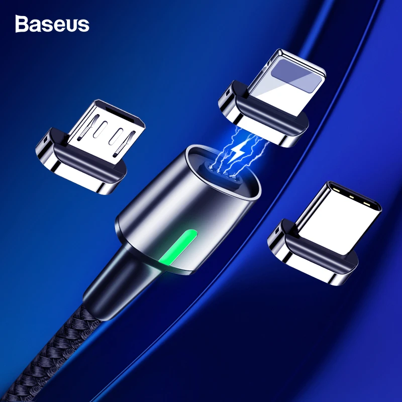 Магнитный Micro USB кабель Baseus для быстрой зарядки iPhone samsung, Магнитный зарядный адаптер usb type C, кабели для мобильных телефонов