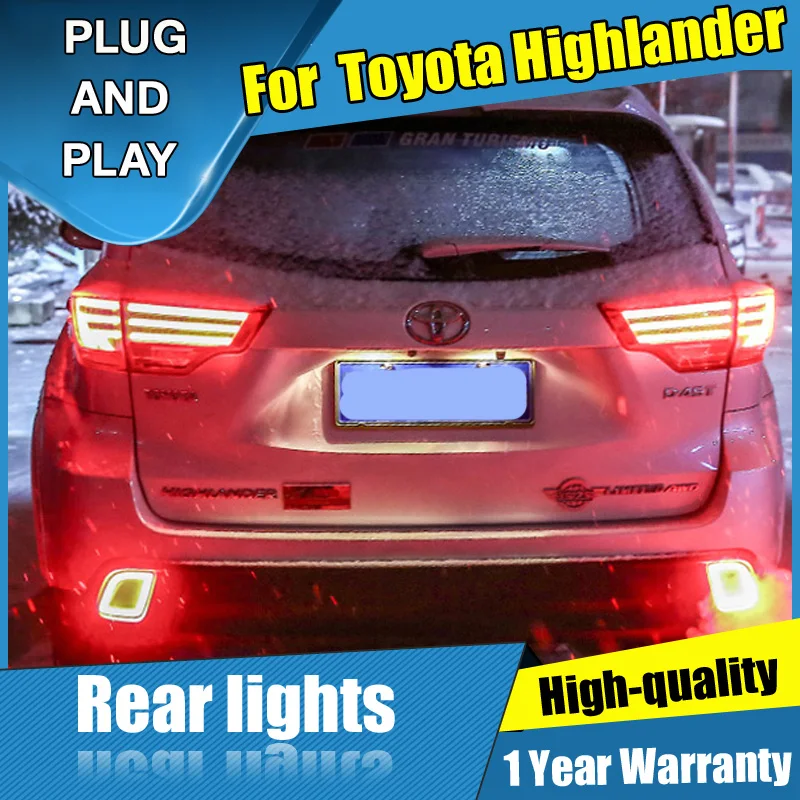 4 шт. автомобильный Стайлинг для Toyota задние фары для Highlander- для Highlander светодиодный задний фонарь+ сигнал поворота+ тормоз+ задний светодиодный светильник