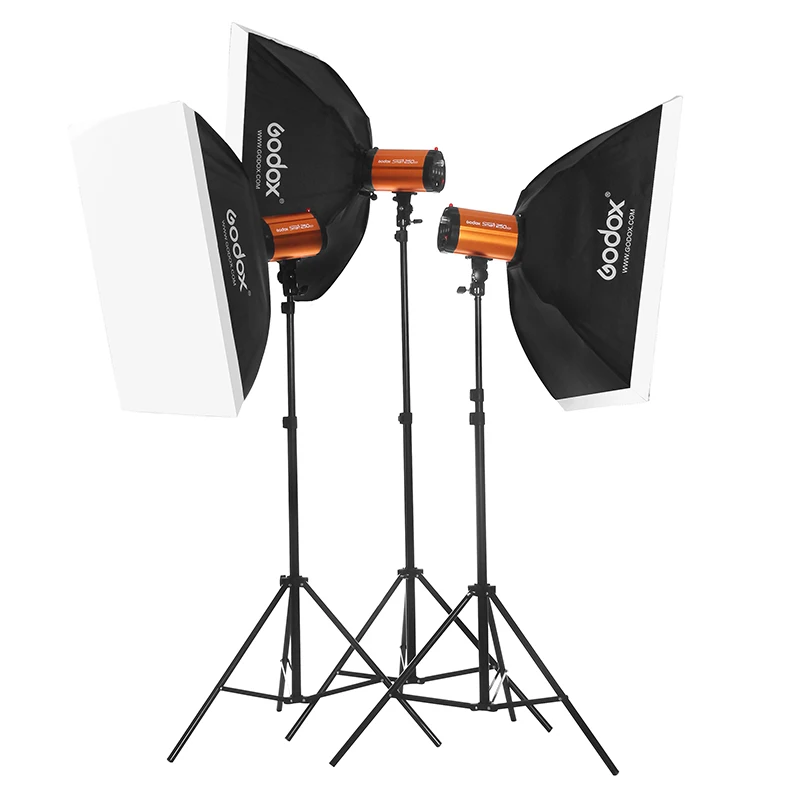Godox 250W three lamp suit photographic light studio video flashing soft box portrait clothing shooting equipment Godox 250W three lamp suit photographic light studio video flashing soft box portrait clothing shooting equipment