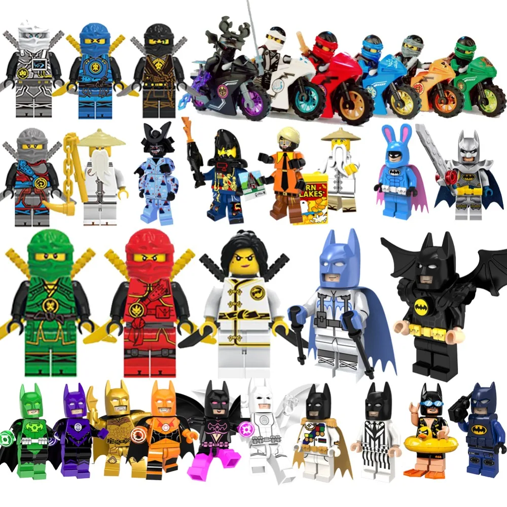 

Mini brick Figures Legoed batman ninjago Moto ninja 2019 set Building Blocks Kai Jay Cole Zane model Compatible With legoedings