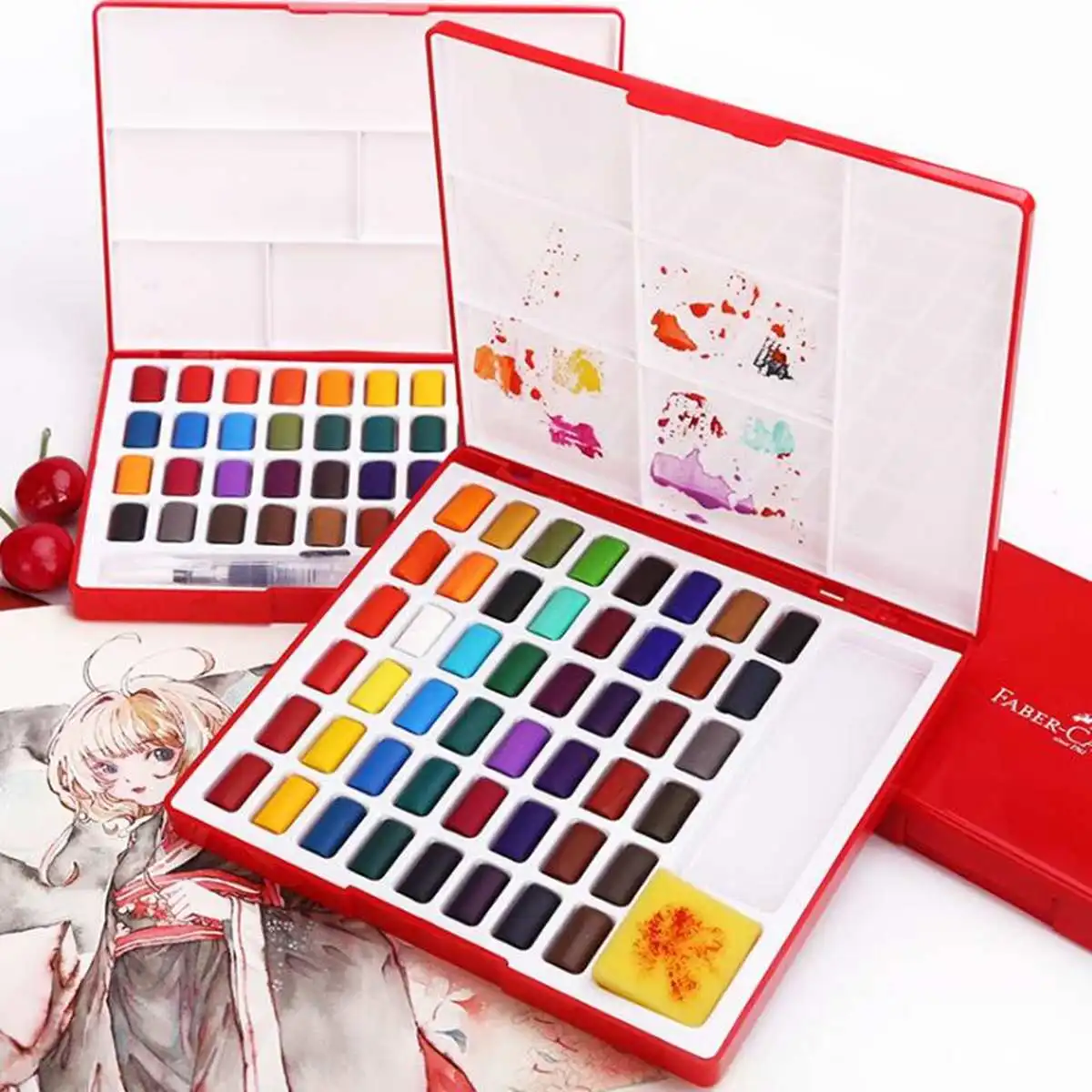 

24 /36/48 Colors Solid Watercolor Painting Set With Water Brush Pen Watercolor Pigment For Draw Art Supplie