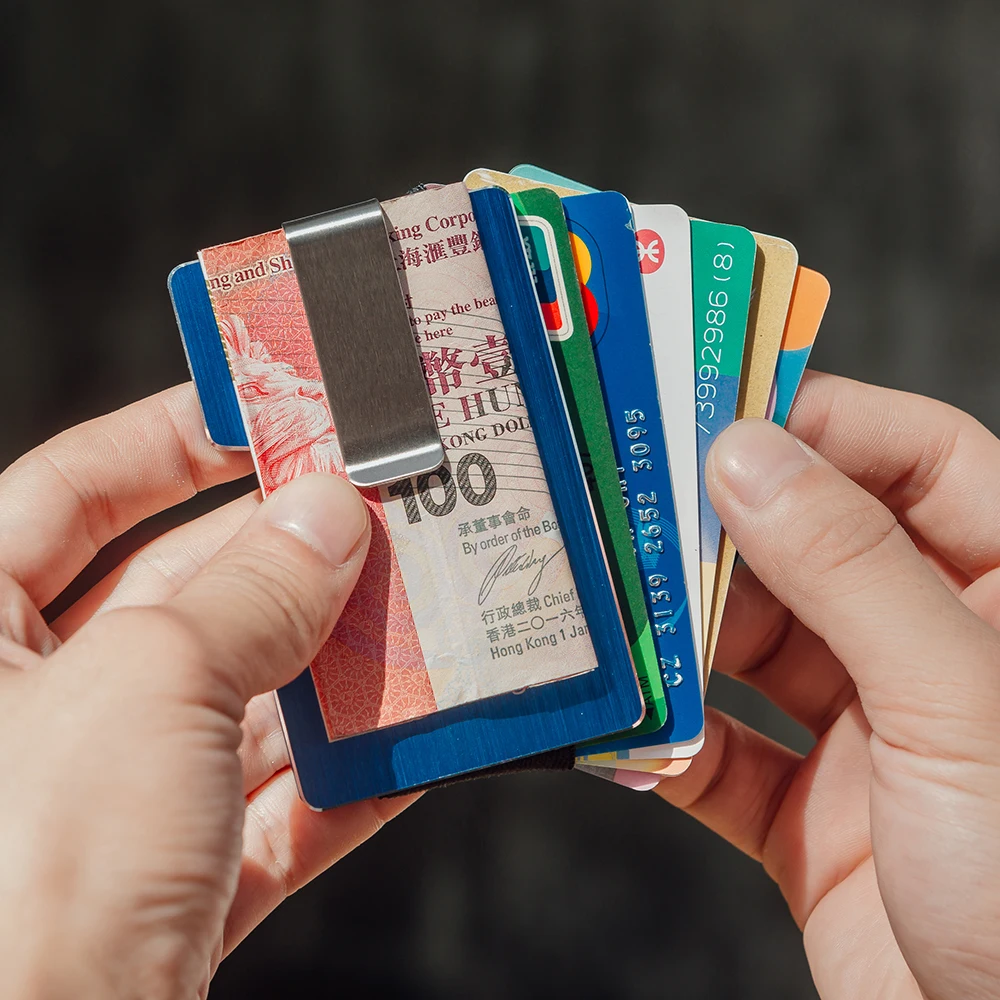 Визитница для кредитных карт, RFID визитница для мужчин и женщин, металлический кошелек, передний карман, кошелек