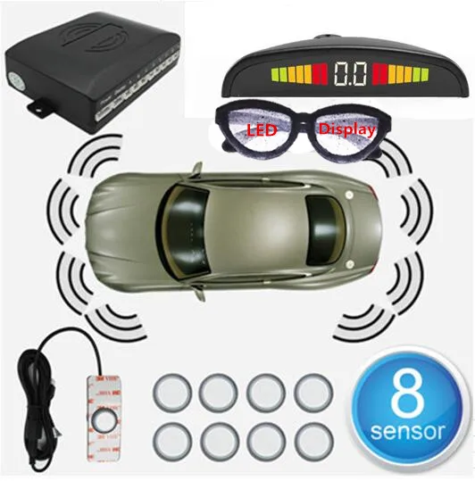 

car detector 8 sensor OEM de estacionamento parktronic sensor parking 8 radar system silver black white sensor flat original