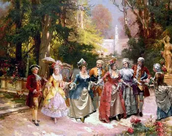 

free shipping classical court figure nobility travel landscape oil painting canvas printings on canvas art decoration picture