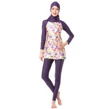 Мусульманский купальник, Женский скромный модный хиджаб, спортивный купальник, исламский Буркини, пляжная одежда, купальный костюм, комплект бикини, VKYY1022