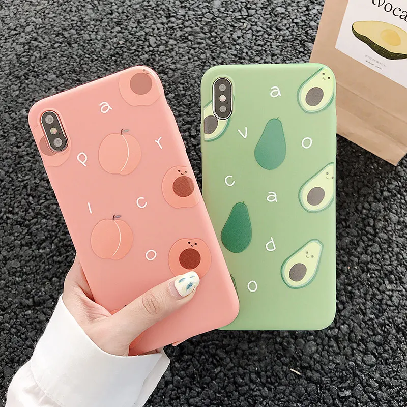 

SoCouple Summer Fruit Phone Cases For iphone 7 8 6 6s plus For iphone X Xs max XR Avocado Peach Pattern Soft TPU Case Cover