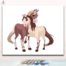 Любителей мультфильмов лошадей фотографии картина-раскраска краски по номерам с цветами фотографии искусство современный простой hoom украшения стены