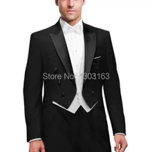 Индивидуальный заказ черный Фрак Свадебный костюм смокинги друзей жениха Для мужчин; Нарядные Костюмы для свадьбы костюм для шафера(пиджак+ брюки+ жилет+ галстук-бабочка