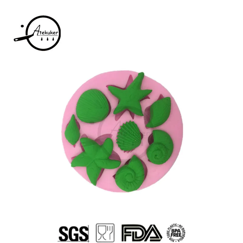 

8*1.2cm seashell shapes polymer clay moulds sugar paste fondant cake decorating tools kitchen accessories