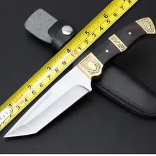 Плоский туристический нож с фиксированным клинком, 5Cr13Mov Лезвие с черной деревянной ручкой охотничий нож, открытый инструмент нож для выживания