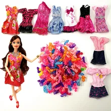 12 Pcs = Handmade Party 5 sets Clothes Fashion Mixed style Dress + 7 Pair Accessories Shoes for Barbie Doll Best Gift Girl Toys 12 Pcs = Handmade Party 5 sets Clothes Fashion Mixed style Dress + 7 Pair Accessories Shoes for Barbie Doll Best Gift Girl Toys