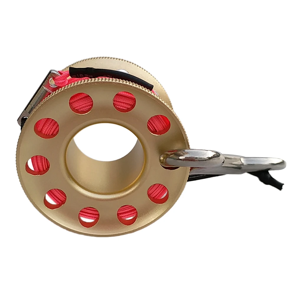 15m/49ft Finger Spool Reel with Double Ended Hook and High Visibility Pink Line  - for Scuba Diving Snorkeling Freediving