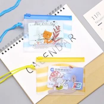 

1pcs Ou Han Stationery Student Cartoon Mini Card Set Cute transparent Jun pull side bag cartoon stationery can be customized