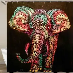 Красочные африканские арт слон занавески для душа водонепроницаемый полиэстер плесени бесплатно ванная комната занавески s с 12 Крючки ПВХ