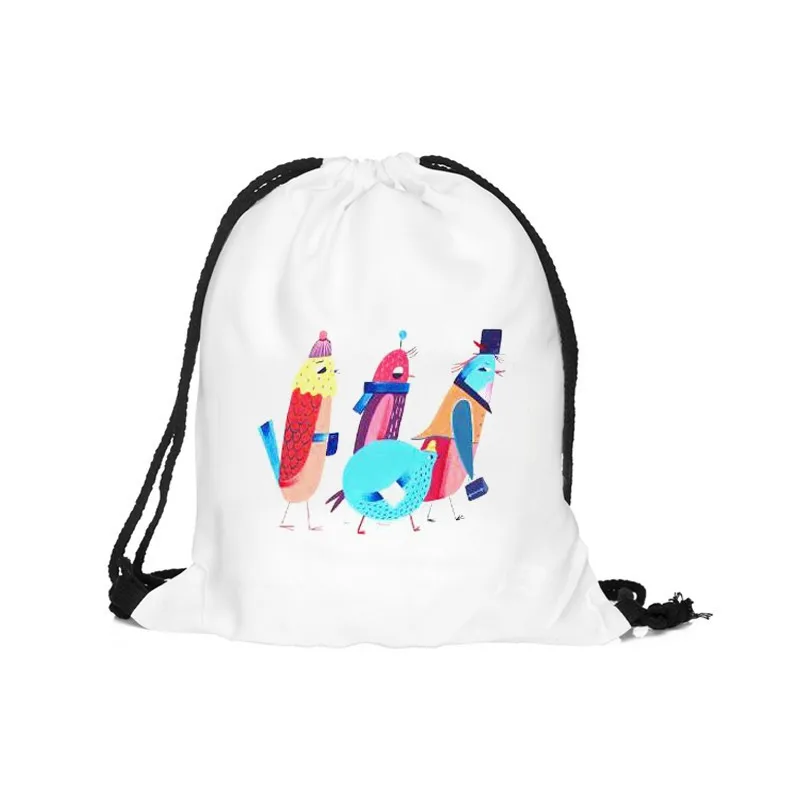 Мультяшная сумка со стягивающим шнурком и напечатанным текстом унисекс рюкзаки с граффити 3D Сумка на шнурке с рисунком животных рюкзак для