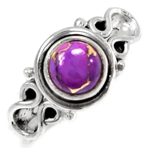 

Hand Made Purple Copper Turquoise Ring 925 Sterling Silver Jewelry, Size:6.25 , AR0313