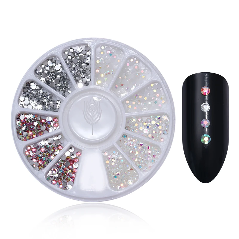 

1 Box Nail Art Studs Resin Multi Color Nail Rhinestones Shinny Jelly 3D Decorations in Wheel Manicure Tip Accessories