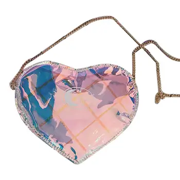 

Fashion Transparent Love Heart Shape Women Chain Strap Shoulder Crossbody Bag