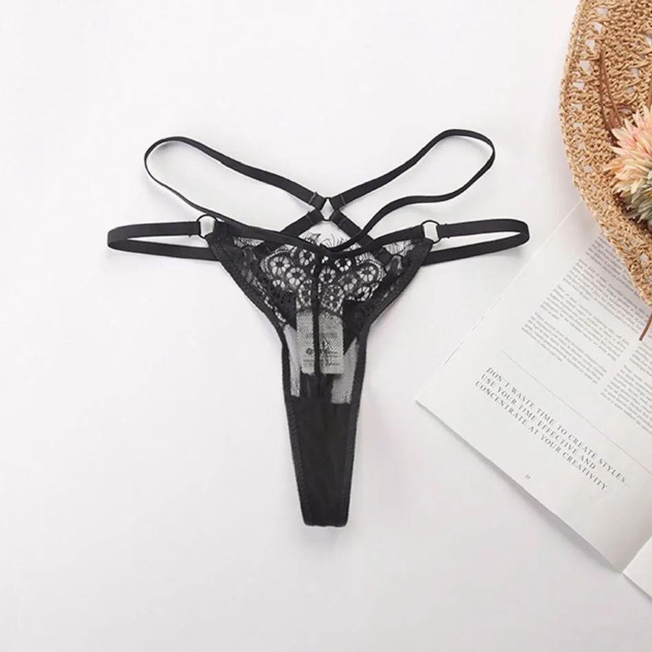 Missomo Women Thong Sexy Lace Porno Boxer Panties G String Fashionable Sexy Black Lace Straps Thong Briefs