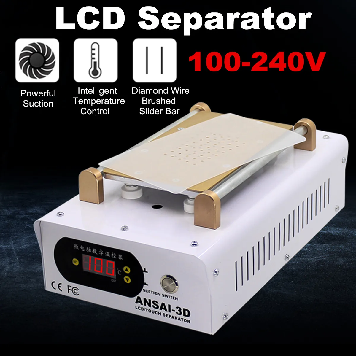 

Doersupp For 7 or Below LCD LED Screen Screen Separator ANSAI-3D AC 220-250V 400W Metal Assembly Auto Smooth Heating Metal Plate