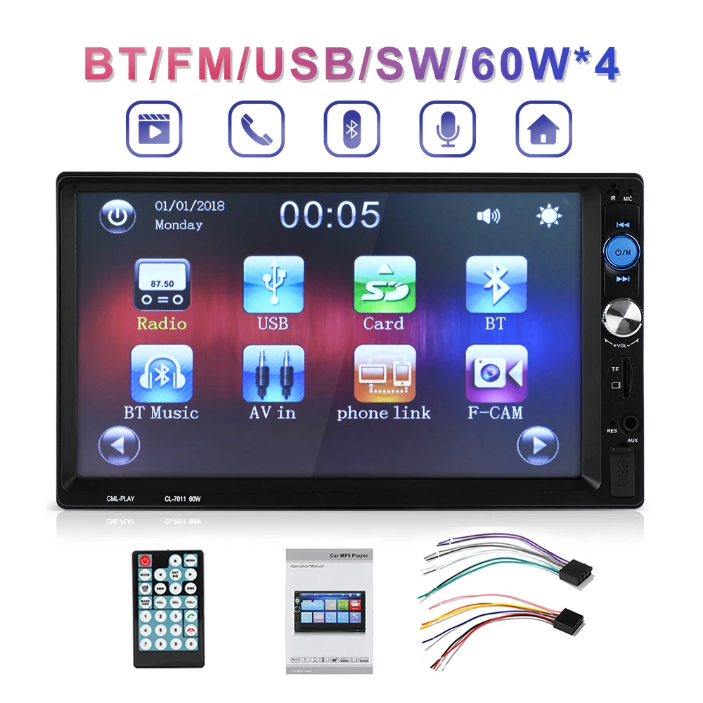Newest 7" LCD Autoradio 2 Din Car Mp5 Player With Mirroring Android