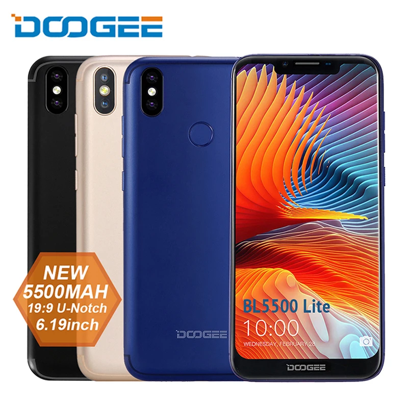 DOOGEE BL5500 Lite u-образный смартфон 6 19 дюймов MTK6739 четырехъядерный процессор 2 Гб ОЗУ 16