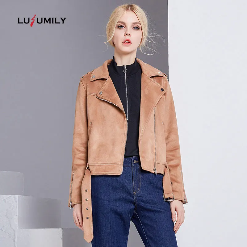 Lusumily новинка 2019 консервативный стиль женская куртка искусственная мягкая замша