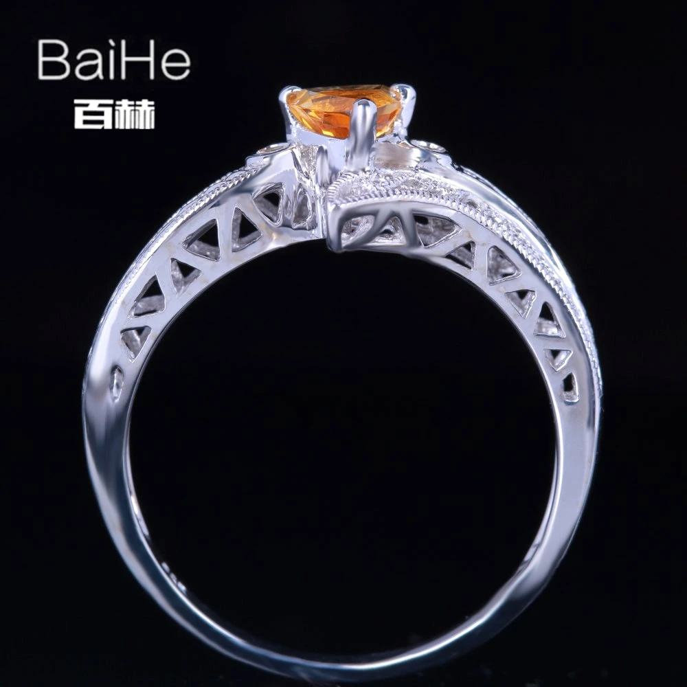BAIHE Стерлинговое Серебро 925 пробы 0.19ct безупречный триллион 100% натуральный цитрин