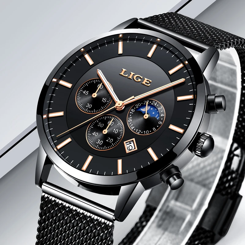  2019 LIGE Mens Watches Top Brand Luxury Men's Military Sports Watch Men Casual Waterproof Quartz Wr