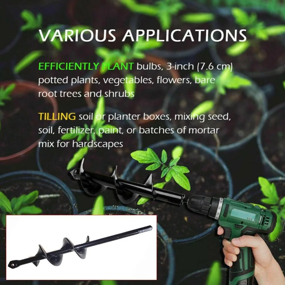 Garden Auger Spiral Drill Bit Hand Drill Electric Drill Ground Bit Irrigating Planting Auger Drill Bit Digs Hole For Bulb Plant