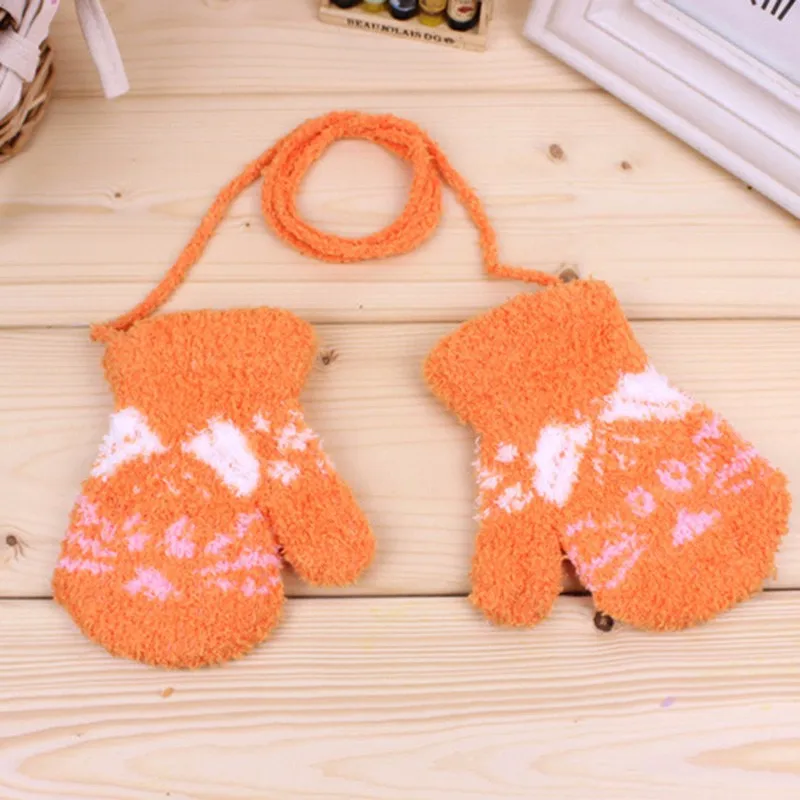 2016 Fashion Children Boy Girls Gloves Kids Coral Fleece Cute Cartoon Cat Halter Pack Gloves Warm Winter Mittens Kid Accessories (8)