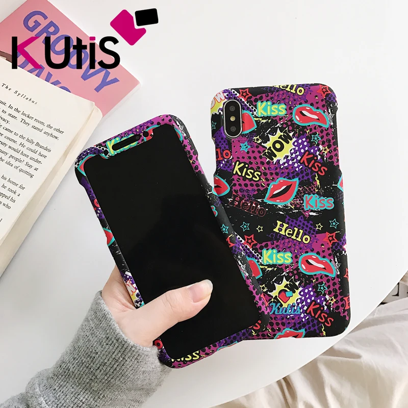 as the picture Для iphone XS max 360 Полный чехол для телефона, защита передняя+ задняя матовая крышка coque для iphone X XR 8plus 6 6Sp 7P Модный чехол - Цвет: as the picture