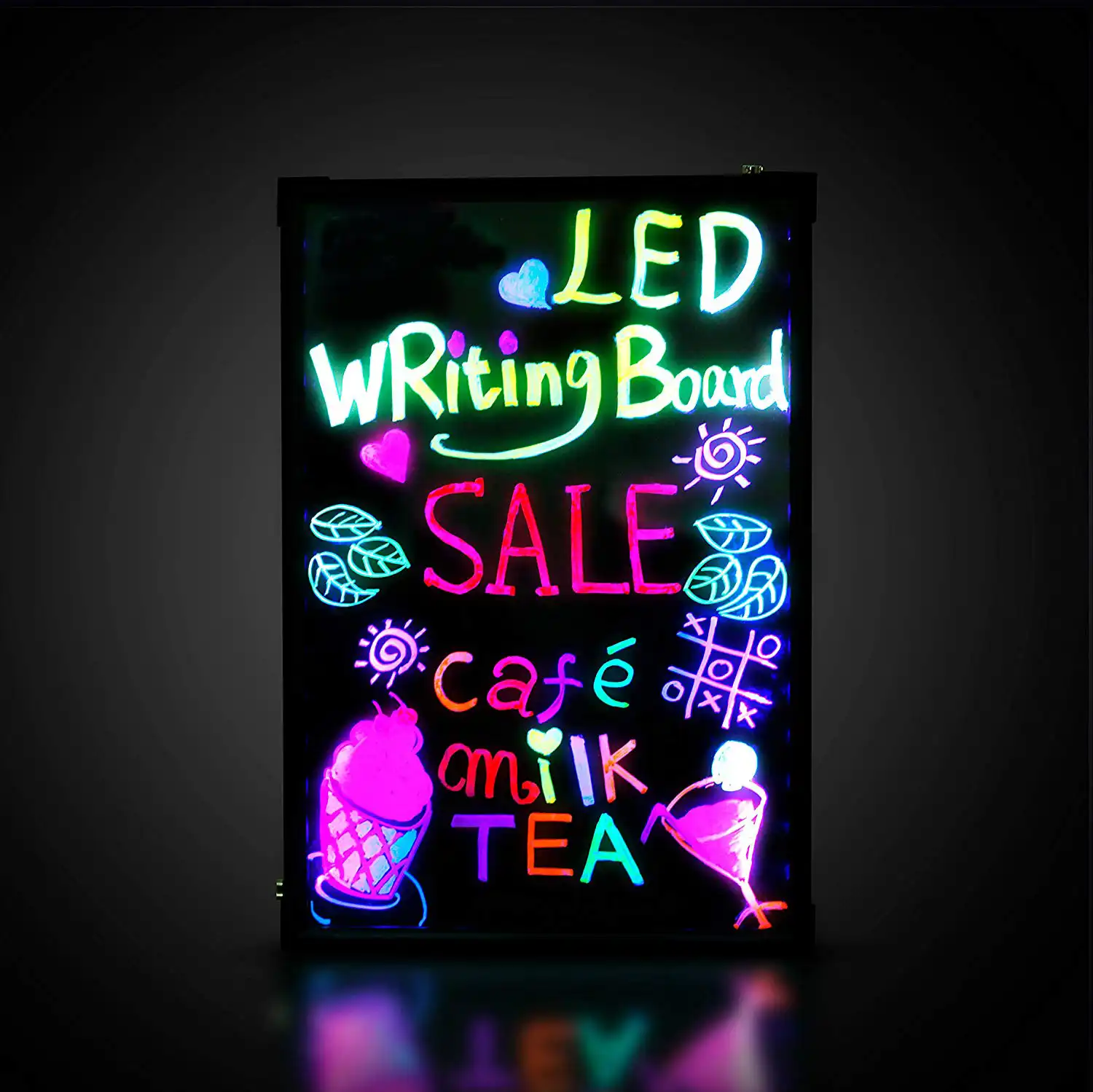 LED Writing Message Board LED Message Writing Board Flashing Illuminated Erasable Neon Sign for Shop Cafe Bar Glowing erasable Restaurant menu Sign Color : Black, Size : 30x40cm