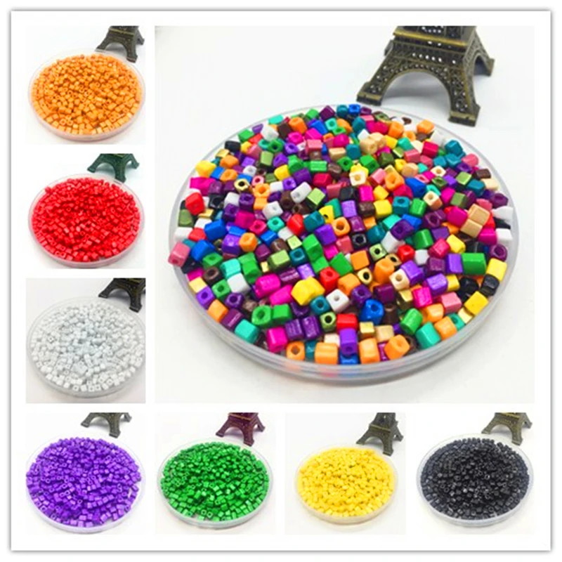 

DIY 4mm 200pcs Square Czech Acrylic Seed Spacer Beads Jewelry Fitting Crafts