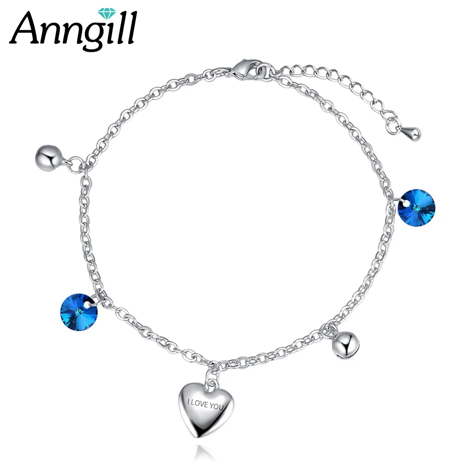 

Heart Female Anklets Crystals from Swarovski Barefoot Sandals Foot Jewelry Anklets On Foot Ankle Bracelets For Women Leg Chain