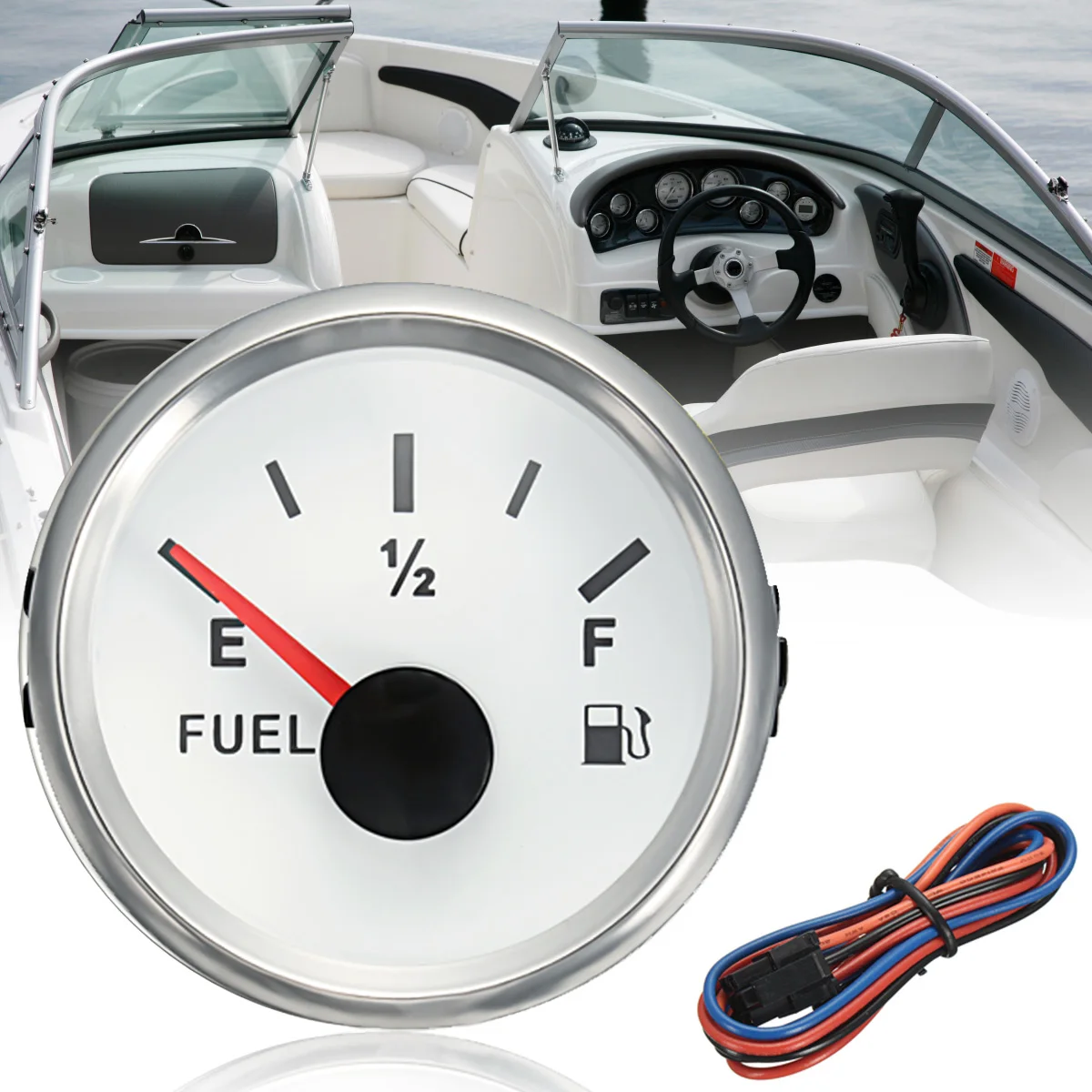 

52mm Marine Fuel Gauge Boat Truck Oil Tank Level Indicator DC 932V 240-33ohms Boat Oil Tank Meter With Accessories