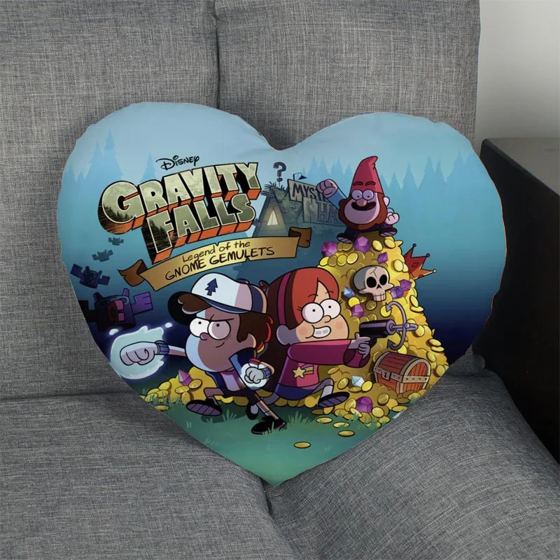 

Gravity falls Heart Shape Pillow Cover Custom zipper Pillowcase Just Cover No Core Size 41x36cm,47x42cm