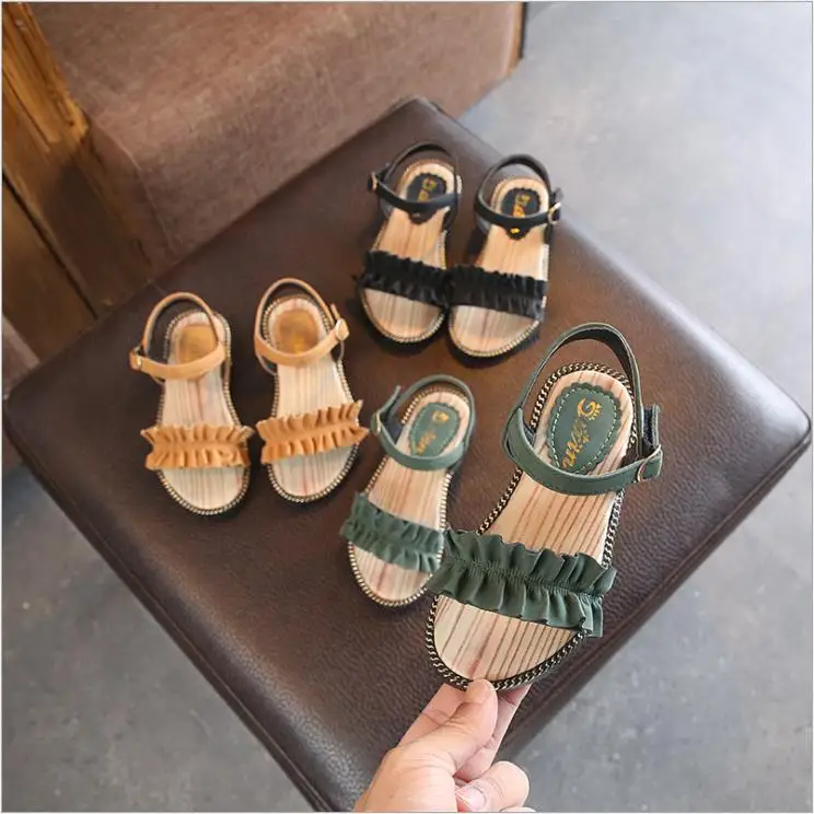 Новая детская обувь летние босоножки для девочек мода покрытием сандалии для девушек Детская Повседневная пляжная обувь, сандалии Крупные девушки