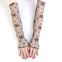 Женские летние длинные перчатки с защитой от ультрафиолета, сетчатые кружевные солнцезащитные ультратонкие перчатки без пальцев